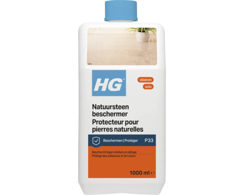 HG Natuursteen beschermer voor vloeren, 1000 milliliter fles, beschermt tegen vlekken en slijtage.
