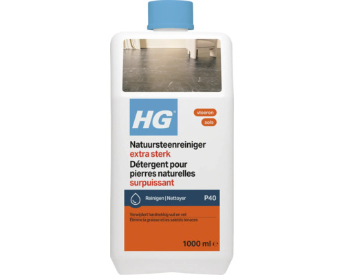 HG Natuursteenreiniger extra sterk voor vloeren, fles van 1000 milliliter, verwijdert hardnekkig vuil en vet van natuursteen.