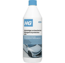 HG Logo op een 1000 milliliter fles autoshampoo met wax voor het reinigen en beschermen van autolak.