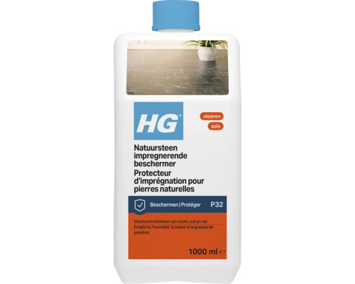 HG Natuursteen impregnerende beschermer P32, bescherming tegen vocht, vuil en vet voor natuursteen vloeren, 1000 milliliter.