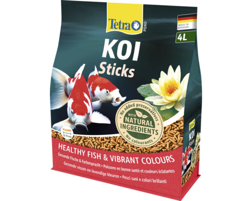 Tetra Pond Koi Sticks visvoer, 4 liter, geproduceerd in Duitsland, natuurlijke ingrediënten, zonder conserveermiddelen en kleurstoffen.