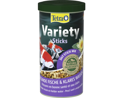 Tetra Pond Variety Sticks visvoer in een bus, 3 in 1 mix met natuurlijke ingrediënten voor gezonde vissen en helder vijverwater.