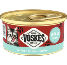 Voskes kattenvoer blik sardine in gelei met ring-pull sluiting.