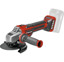 Einhell haakse slijper op accu Professional in rood en zwart met borstelloze motor, extra handgreep en beschermkap.