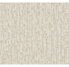 Vliesbehang met abstracte, verticale structuur in beige.