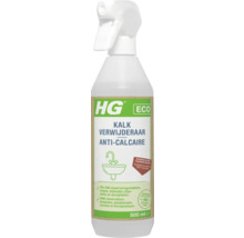 HG ECO kalkverwijderaar in een 500 milliliter sprayflacon, milieuvriendelijke ontkalker zonder microplastics.