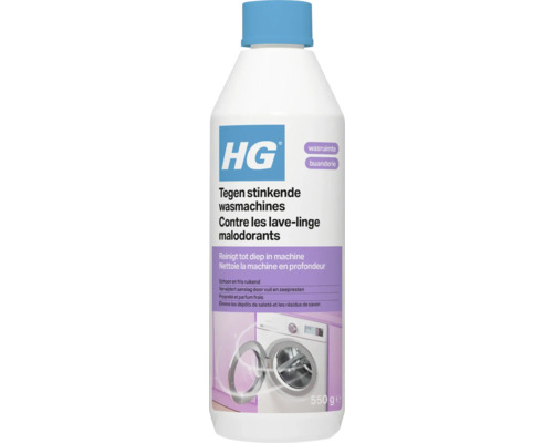 HG tegen stinkende wasmachines, 550 gram, reinigt tot diep in de machine en verwijdert vuil en zeepresten.