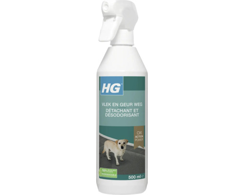 HG Vlek en geur weg sprayflacon voor huisdieren, 500 milliliter, biologisch afbreekbaar, recyclebaar, HG Logo.
