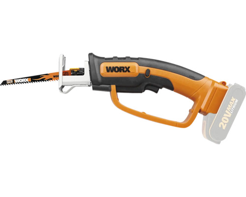 Worx accu-reciprozaag 20 Volt met zaagblad en lithium-accu.
