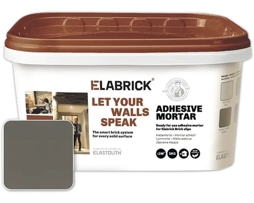 Elabrick kant-en-klare lijmmortel voor steenstrips, 5 kilogram emmer voor circa 2 vierkante meter.