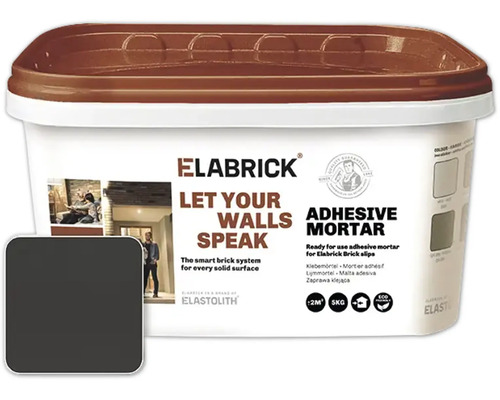 Elabrick lijmmortel voor steenstrips, gebruiksklaar, emmer van 5 kilogram.