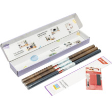 d-c-fix plakfolieset met drie rollen designfolie in houtlook en antraciet, inclusief rakel, cutter en vouwsjabloon.
