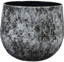Ronde plantenpot met marmerlook en glad oppervlak.