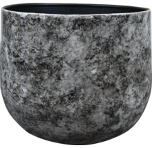 Ronde bloempot met steenlook en granietpatroon.