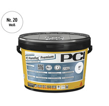 PCI Nanofug Premium flexibele voegmortel in wit nummer 20 in emmer, geschikt voor alle tegels en natuursteen.