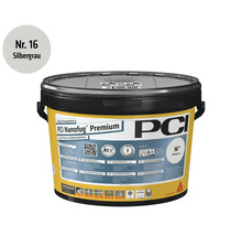 PCI Nanofug Premium flexibele voegmortel, kleur nummer 16 zilvergrijs, voor alle tegels en natuursteen in een emmer.