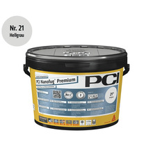 PCI Nanofug Premium flexibele voegmortel nummer 21 lichtgrijs in emmer voor tegels en natuursteen.