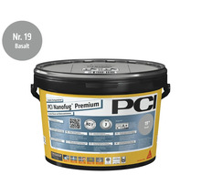 PCI Nanofug Premium flexibele voegmortel voor tegels en natuursteen in emmer, kleur nummer 19 basalt.