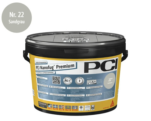 PCI Nanofug Premium flexibele voegmortel zandgrijs nummer 22 in kunststof emmer voor alle tegels en natuursteen