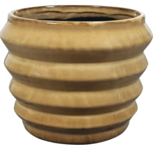 Geribbelde bloempot van keramiek in beige
