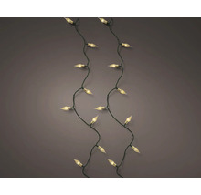 Led-lichtsnoer met warmwitte, kaarsvormige lampjes aan een donker snoer voor kerstdecoratie.