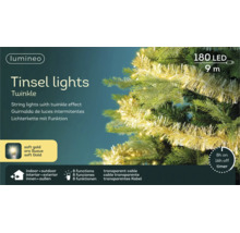 Lumineo LED-slingerverlichting Twinkle met slingers, 180 leds, 9 meter lang, binnen en buiten, 8 functies, timer en transparante kabel.