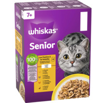 Whiskas Senior 7 plus kattenvoer, Gevogelte Selectie in gelei, verpakking van 12 zakjes.