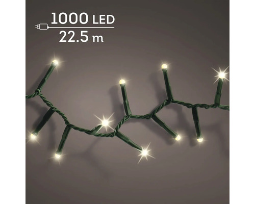 LED-lichtsnoer met 1000 LEDs en een totale lengte van 22,5 meter met groene kabel.