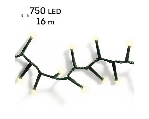 LED-lichtsnoer met 750 leds, 16 meter lengte, clusterverlichting voor sfeervolle decoratie.
