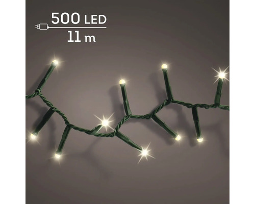 LED-lichtsnoer met 500 leds, lengte 11 meter, werkt op netstroom met stekker.