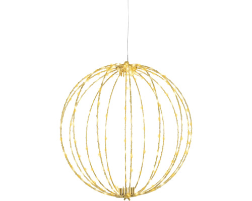 LED decoratieve bol van metaaldraad met warmwit licht om op te hangen.