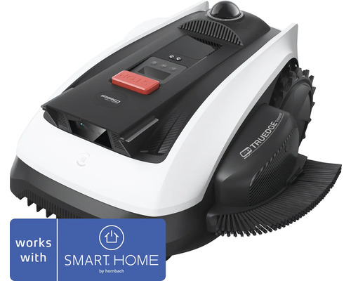 Robotmaaier met kanttrimmer en camera, compatibel met Smart Home by Hornbach.