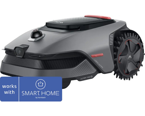 Mova robotmaaier met LiDAR technologie en SMART HOME by hornbach Logo.
