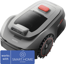 Mova robotmaaier Viax met UltraEyes sensoren en rode stopknop, compatibel met Smart Home by Hornbach.