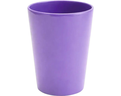 Paarse orchideeënpot van keramiek met een gladde, glanzende afwerking en conische vorm.