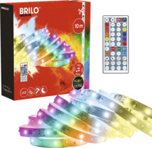Brilo LED strip 10 meter met afstandsbediening, muzieksensor en RGBIC-technologie.