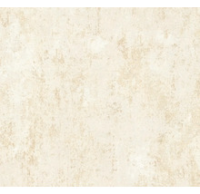 Beige vliesbehang met een gestructureerd oppervlak in betonlook en shabby chic stijl.