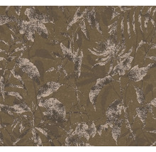 Behang met botanisch patroon van bladeren en bloemen met een gestructureerd oppervlak