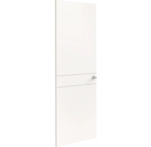 Witte binnendeur met twee horizontale groeven en een zilverkleurige deurklink.