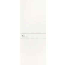 Witte binnendeur met een horizontale groef en een moderne zilveren deurklink.
