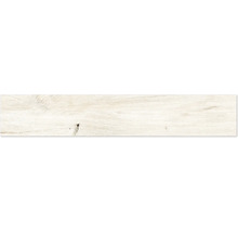 Vloerpaneel in lichte houtlook met fijne nerven en kleine noesten.