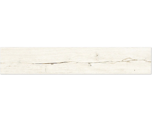 Witte houtstructuur met duidelijke nerven en een horizontale barst over de gehele lengte.