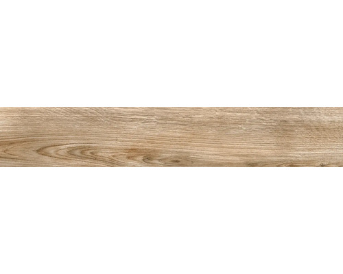 Keramische tegel met houtlook, natuurlijke nerven en noesten.