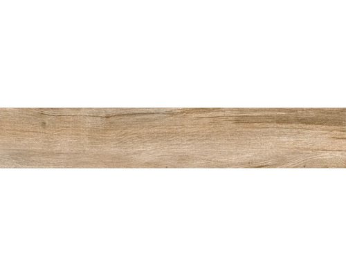 Vloertegel met houtlook en duidelijke houtnerf.