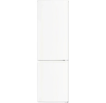 Witte koel-vriescombinatie met twee deuren, vrijstaand.