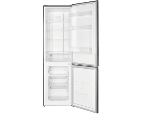 Open koel-vriescombinatie met glazen plateaus en vrieslades.