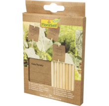 FloraSelf Nature plantenlabels van bamboe, 20 stuks, labels 5 bij 7 centimeter, stokjes 5 millimeter diameter bij 12,5 centimeter.