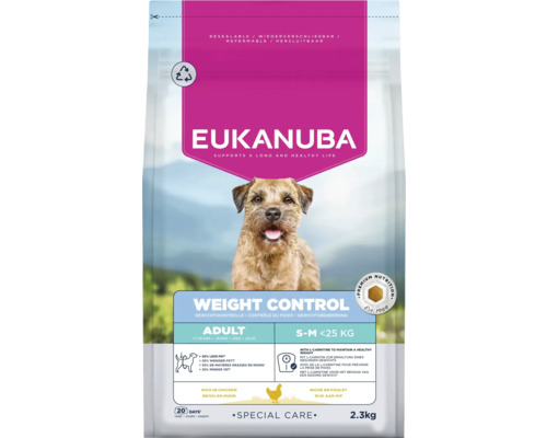 Eukanuba hondenvoer Adult Weight Control voor kleine en middelgrote rassen met kip 2,3 kilogram