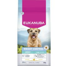 Eukanuba droogvoer Weight Control voor volwassen honden van kleine en middelgrote rassen tot 25 kilogram met kip, zak van 12 kilogram.