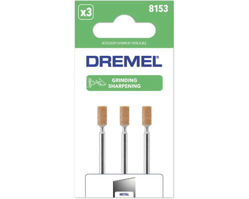 Dremel slijpstenen 8153 voor metaal, drie stuks voor slijpen en scherpen, Dremel Logo